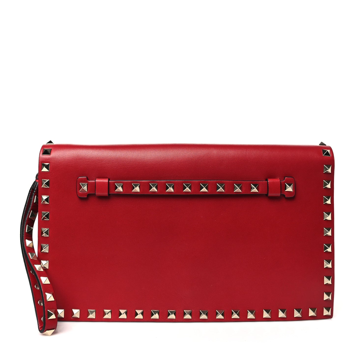 Nappa Rockstud Wristlet Clutch Rosso Valentino