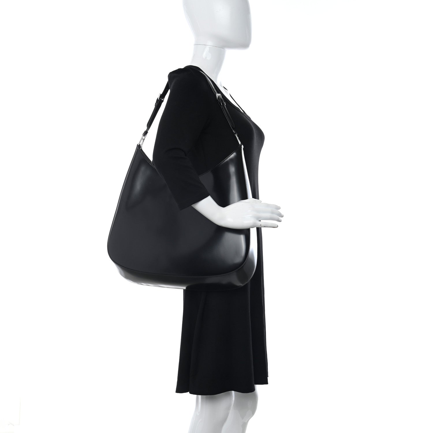 Prada Spazzolato Maxi Cleo Adjustable Strap Shoulder Bag Black 2 of 10