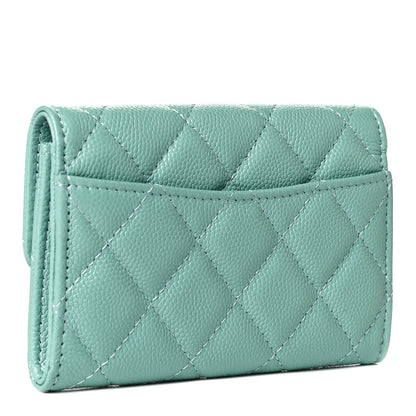 Chanel Caviar Quilted Flap Card Holder Wallet Light Blue 3 of 7