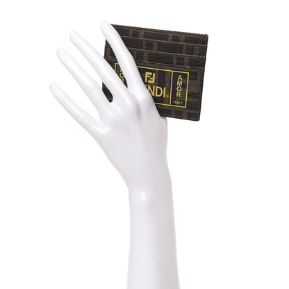 Fendi Glazed Fabric FF 1974 Roma Amor Card Holder Tobacco Limone 2 of 7