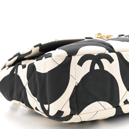 Chanel Fabric Printed Large Chanel 19 Flap Black Ecru 9 of 10