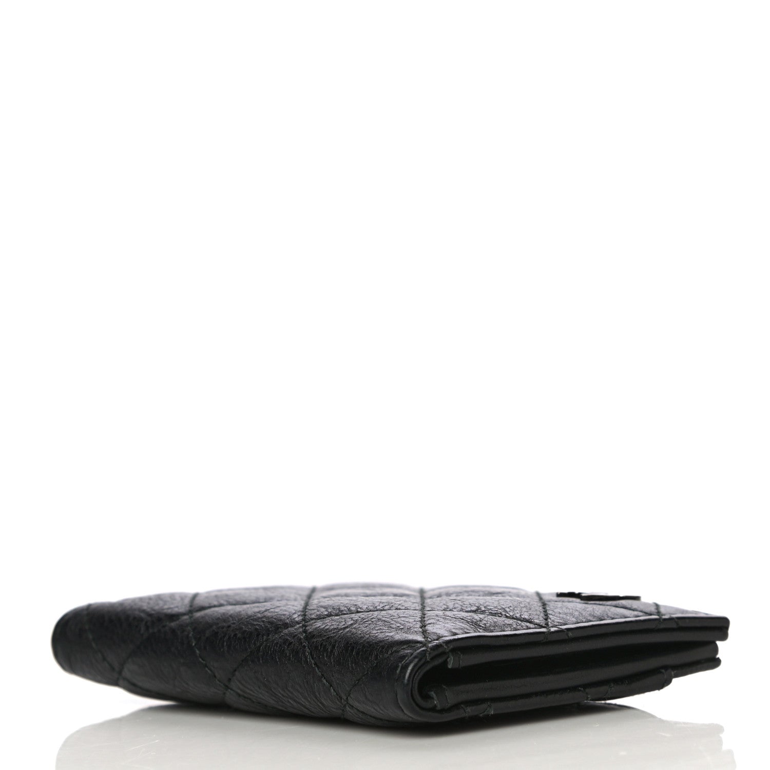 Chanel Crumpled Calfskin Quilted Card Holder Wallet So Black 4 of 13