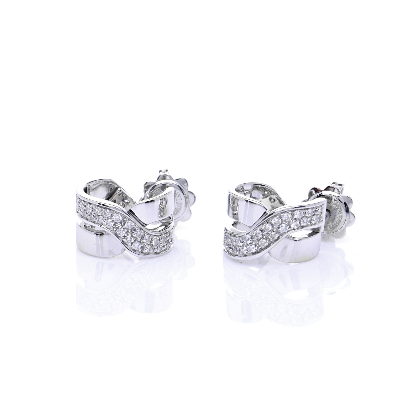 Damiani 18K White Gold Diamond Baci Earrings 3 of 7