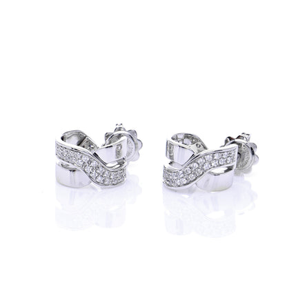 Damiani 18K White Gold Diamond Baci Earrings 3 of 7