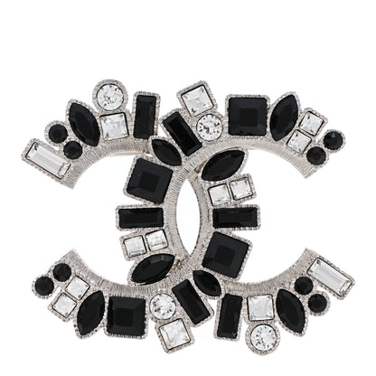 Chanel Baguette Crystal CC Brooch Black Silver 1 of 4