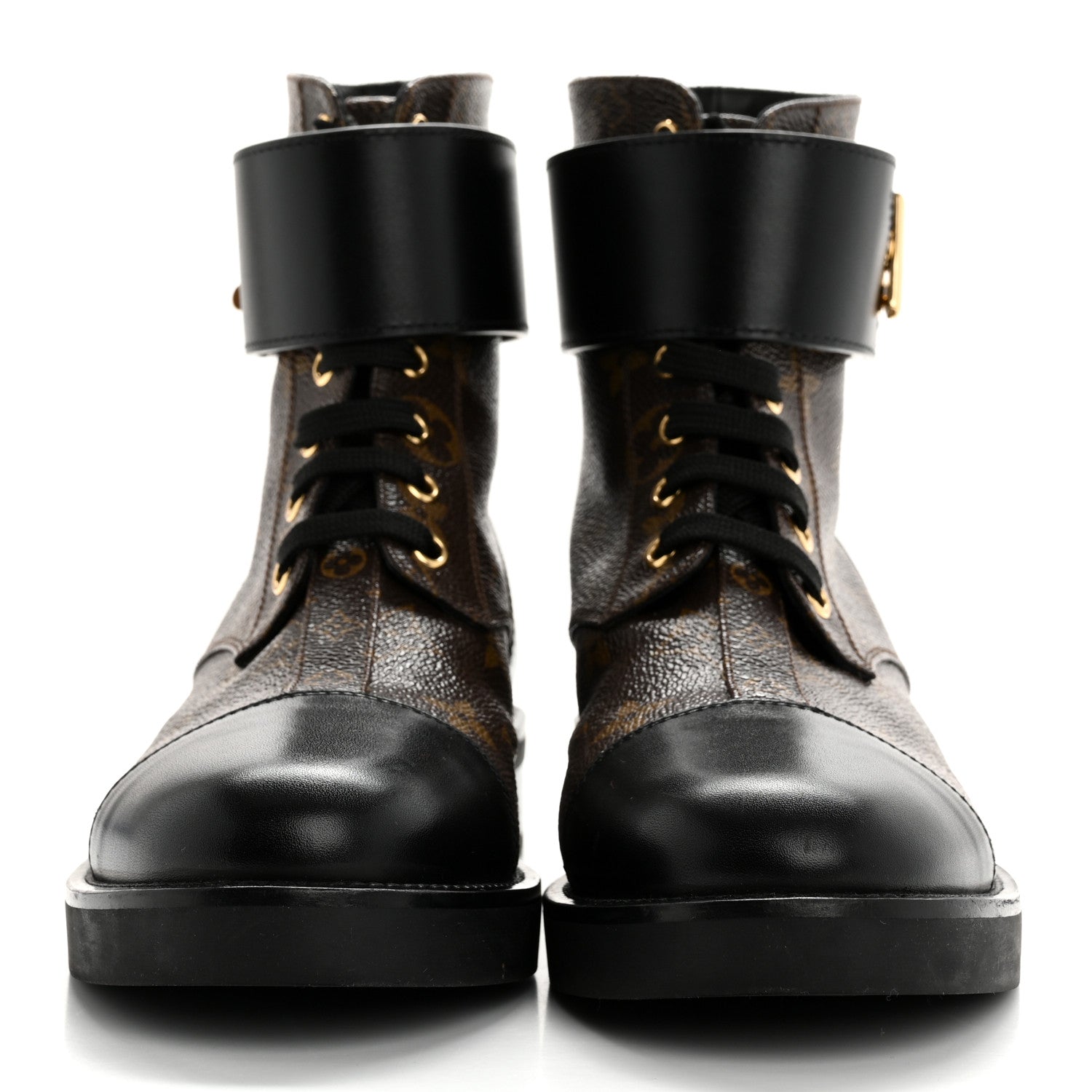 Louis Vuitton Calfskin Monogram Wonderland Flat Ranger Boots 37.5 Black 3 of 9