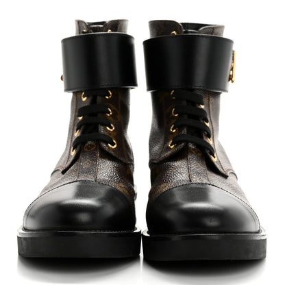 Louis Vuitton Calfskin Monogram Wonderland Flat Ranger Boots 37.5 Black 3 of 9