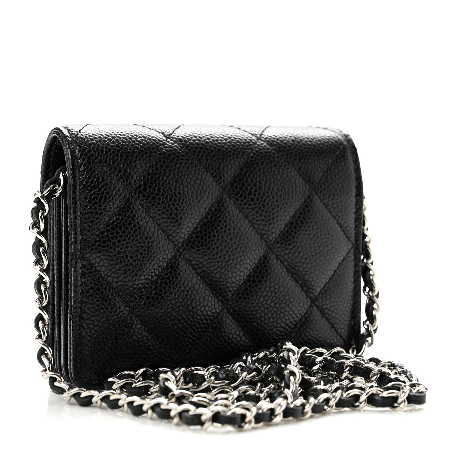 Chanel Caviar Quilted Flap Card Holder On Chain Black 3 of 11