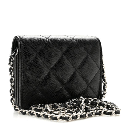Chanel Caviar Quilted Flap Card Holder On Chain Black 3 of 11