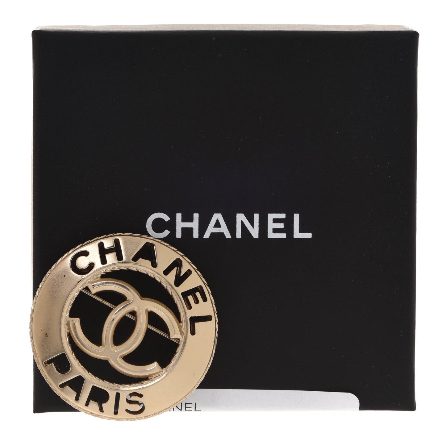 Metal CC Paris Brooch Gold