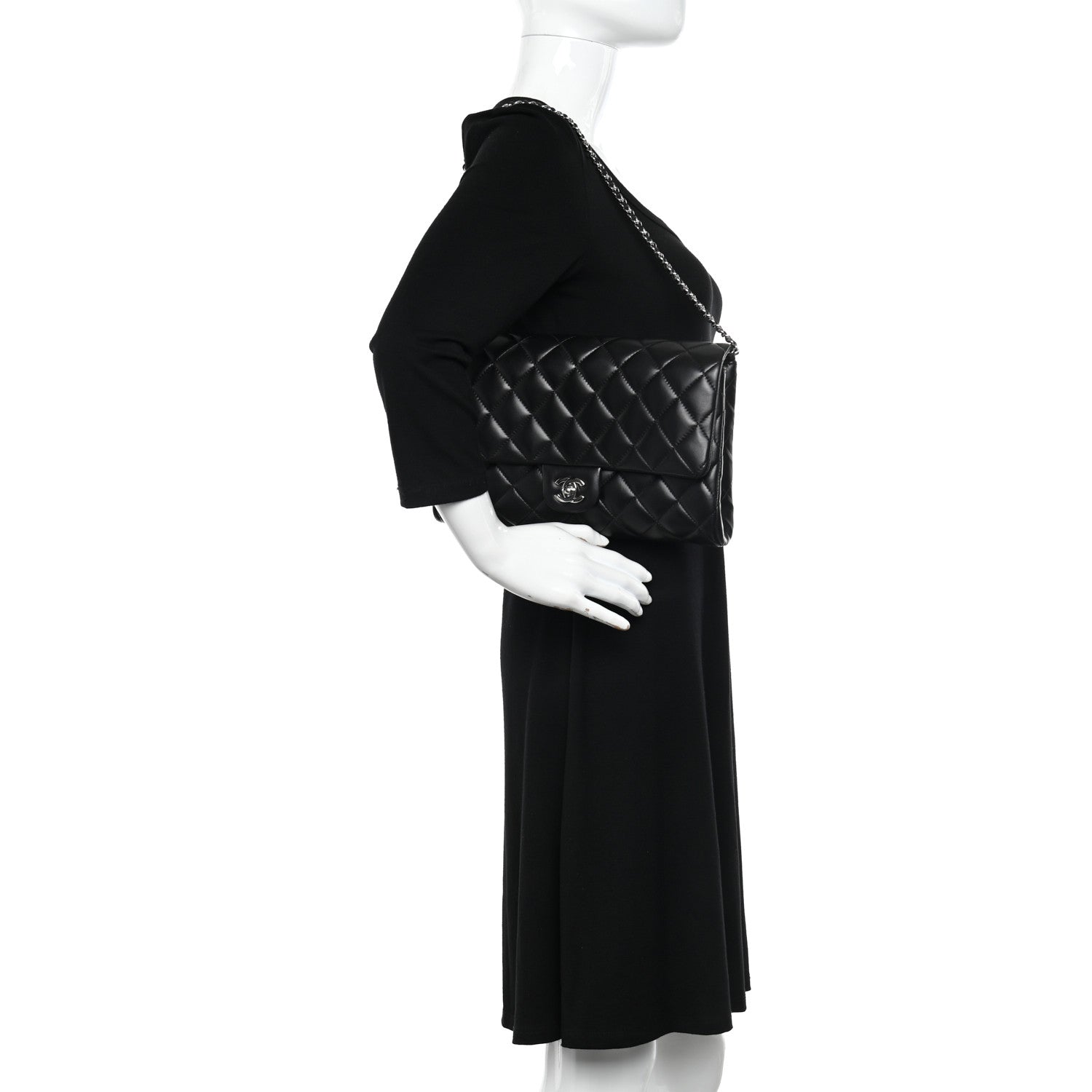 Chanel Lambskin Quilted Clutch With Chain Flap Black 2 of 12