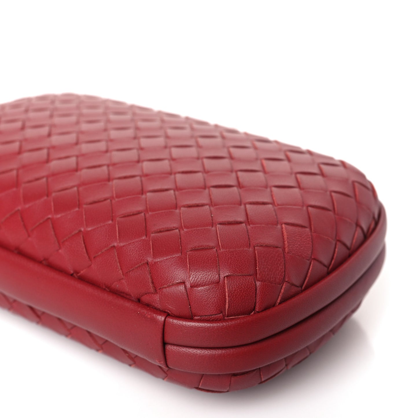 Nappa Intrecciato Chain Knot Clutch China Red