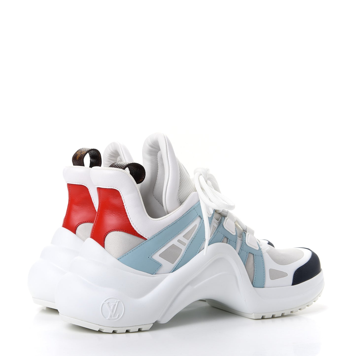 Calfskin Technical Nylon LV Archlight Sneakers 38.5 White Blue Gris 40 White Blue Gris