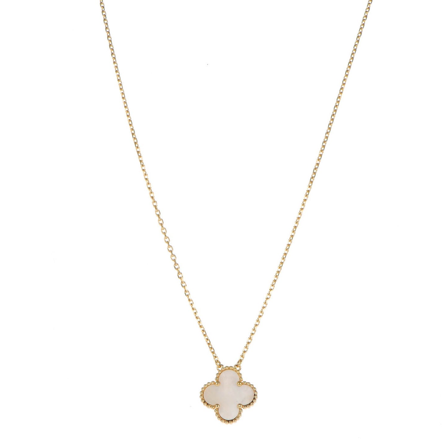 18K Yellow Gold Mother of Pearl Vintage Alhambra Pendant Necklace