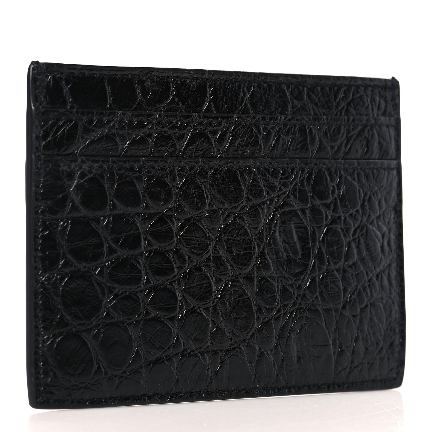 Calfskin Crocodile Embossed Card Case Black