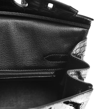 Hermes Shiny Porosus Crocodile Birkin 30 Black 25 of 38