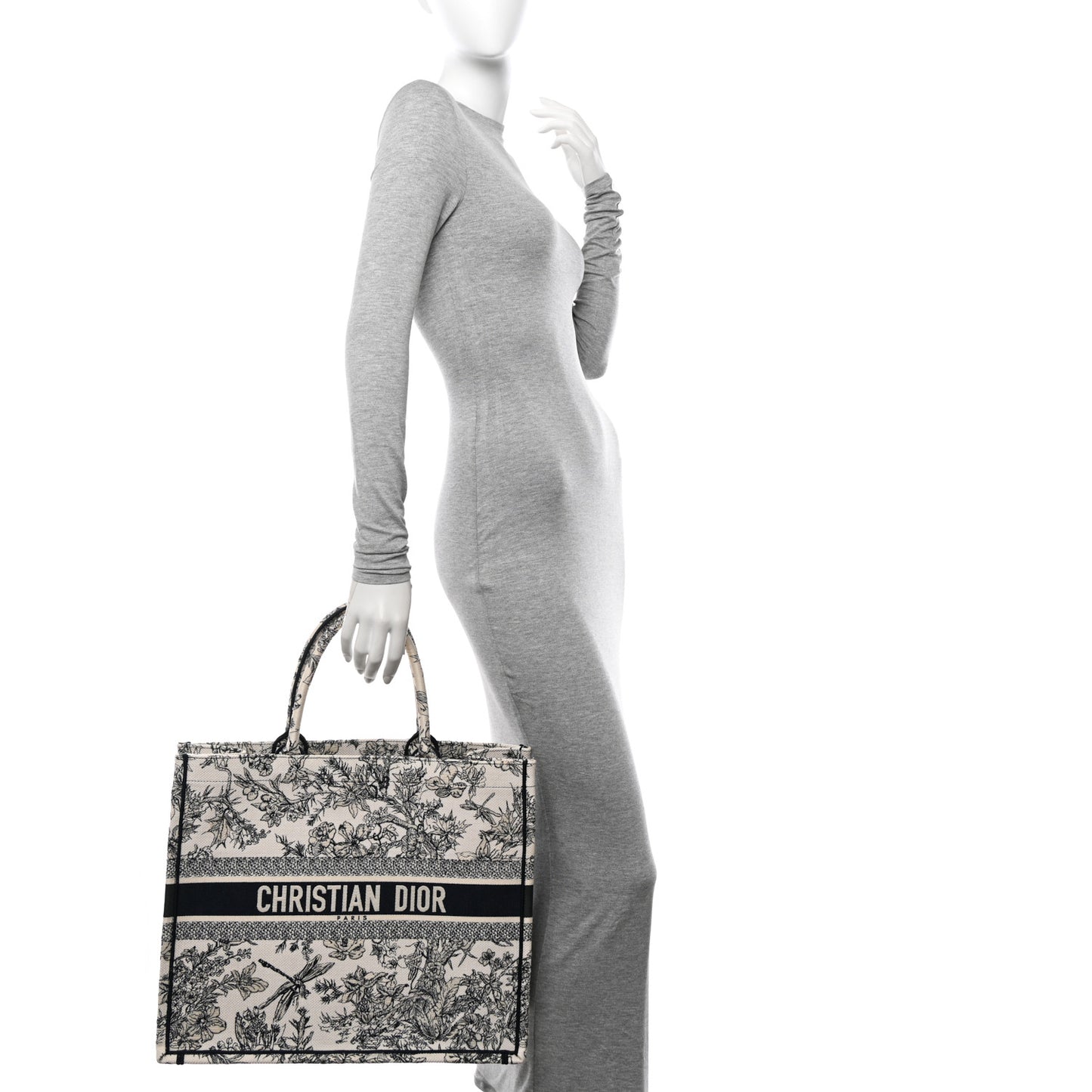Canvas Embroidered Large Book Tote Latte