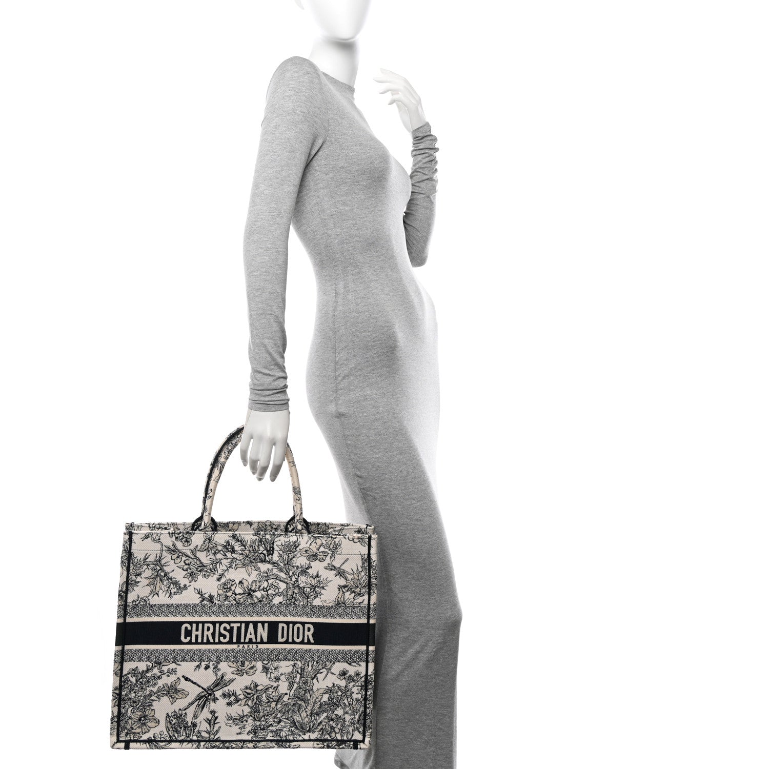 Christian Dior Canvas Embroidered Large Book Tote Latte 2 of 11