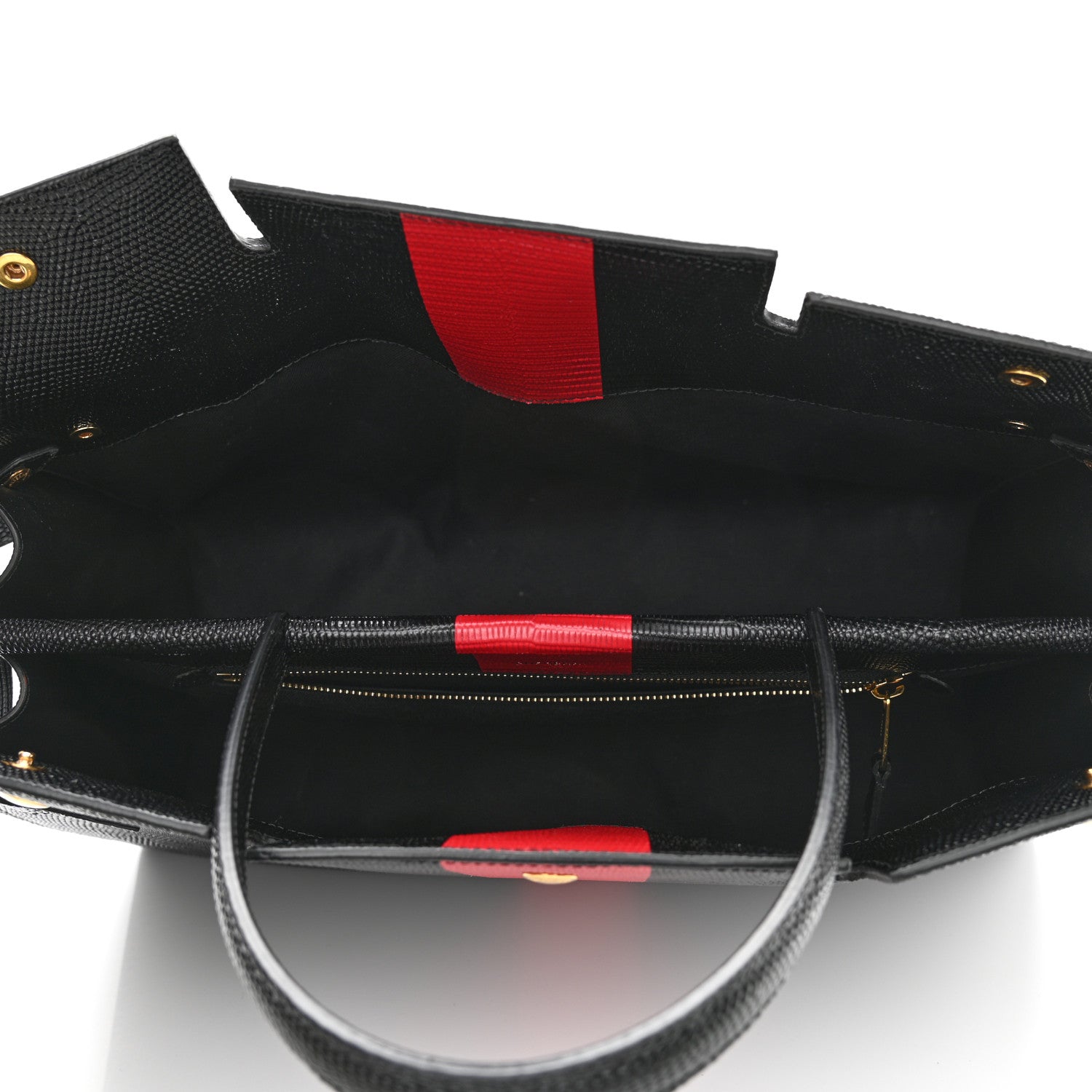 Burberry Calfskin Lizard Embossed Large Title Tote Black 5 of 11