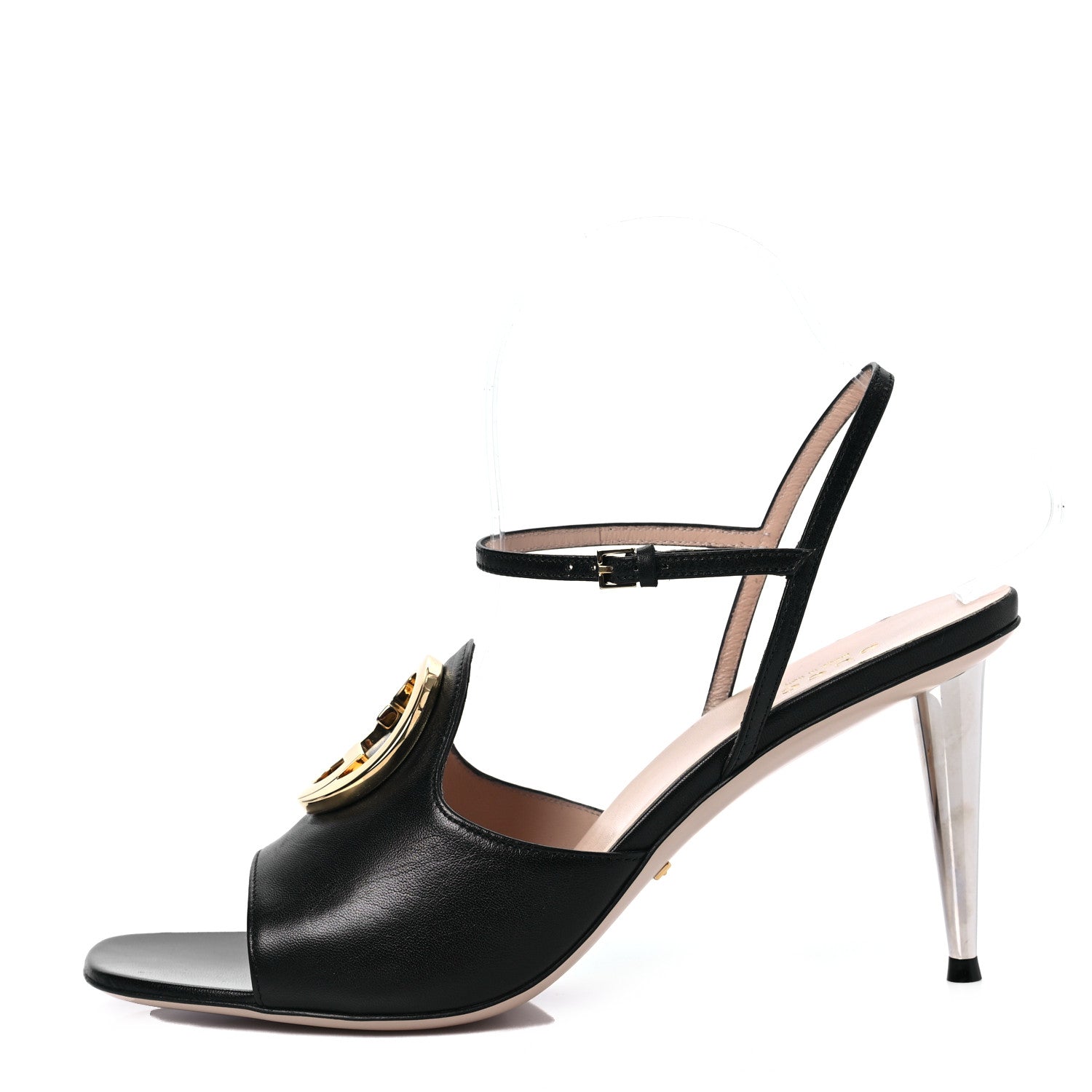 Gucci Malaga Kid Blondie 85mm Slingback Sandals 39.5 Black 1 of 9