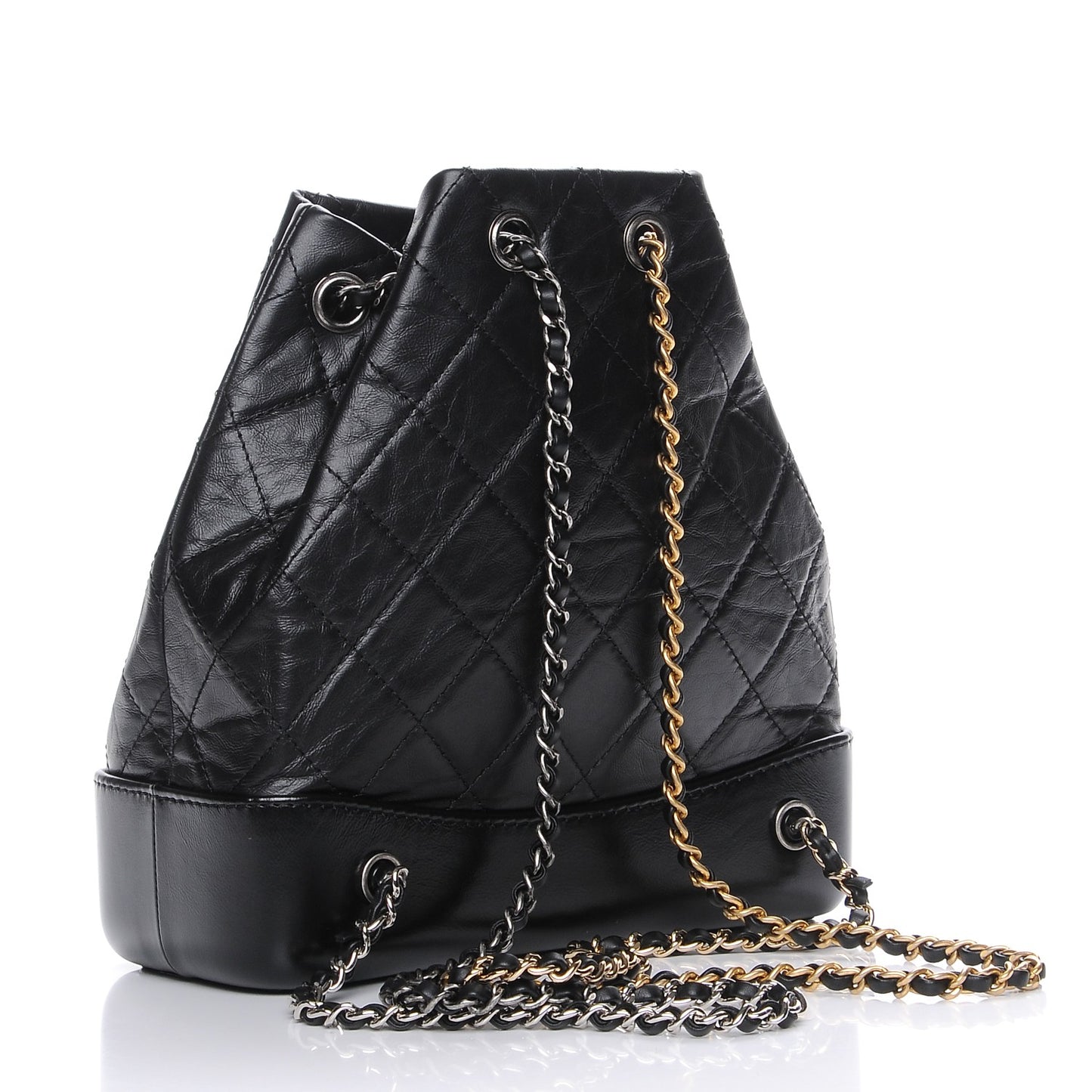 Aged Calfskin Quilted Gabrielle Backpack Black
