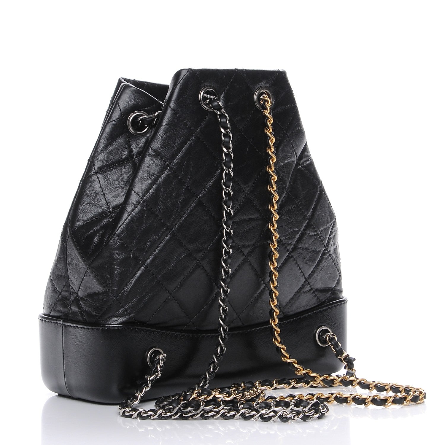 Chanel Aged Calfskin Quilted Gabrielle Backpack Black 3 of 9