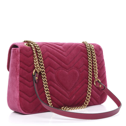 Gucci Velvet Matelasse Blind for Love Embroidered Medium GG Marmont Shoulder Bag Light Raspberry Rose Multicolor 3 of 12
