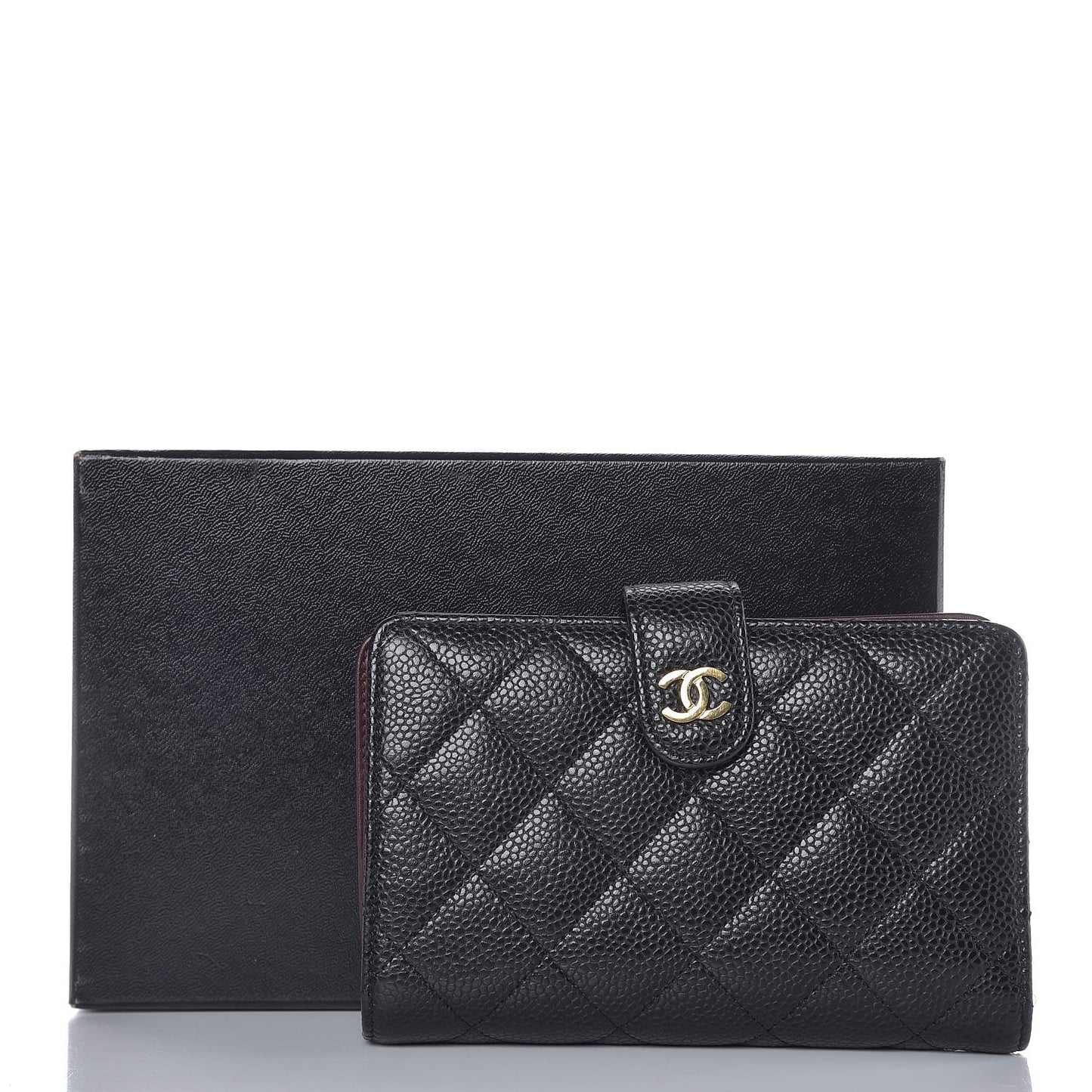 Caviar Quilted Zipped Pocket Wallet Black