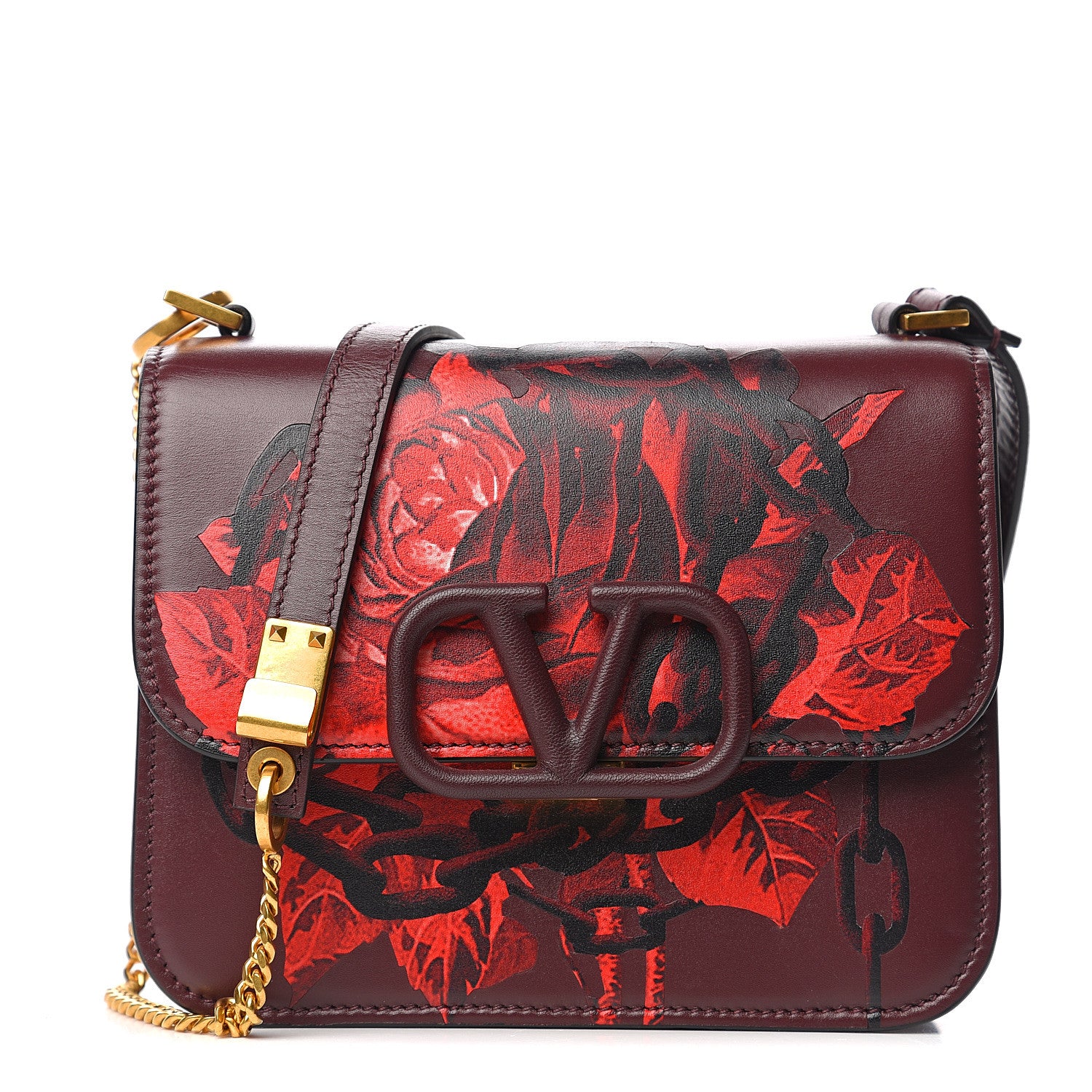 Valentino Garavani X UNDERCOVER Smooth Calfskin Rose Print Small VSling Shoulder Bag Rubin 1 of 12