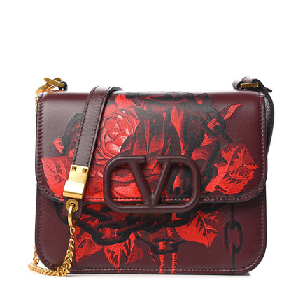 Valentino Garavani X UNDERCOVER Smooth Calfskin Rose Print Small VSling Shoulder Bag Rubin 1 of 12