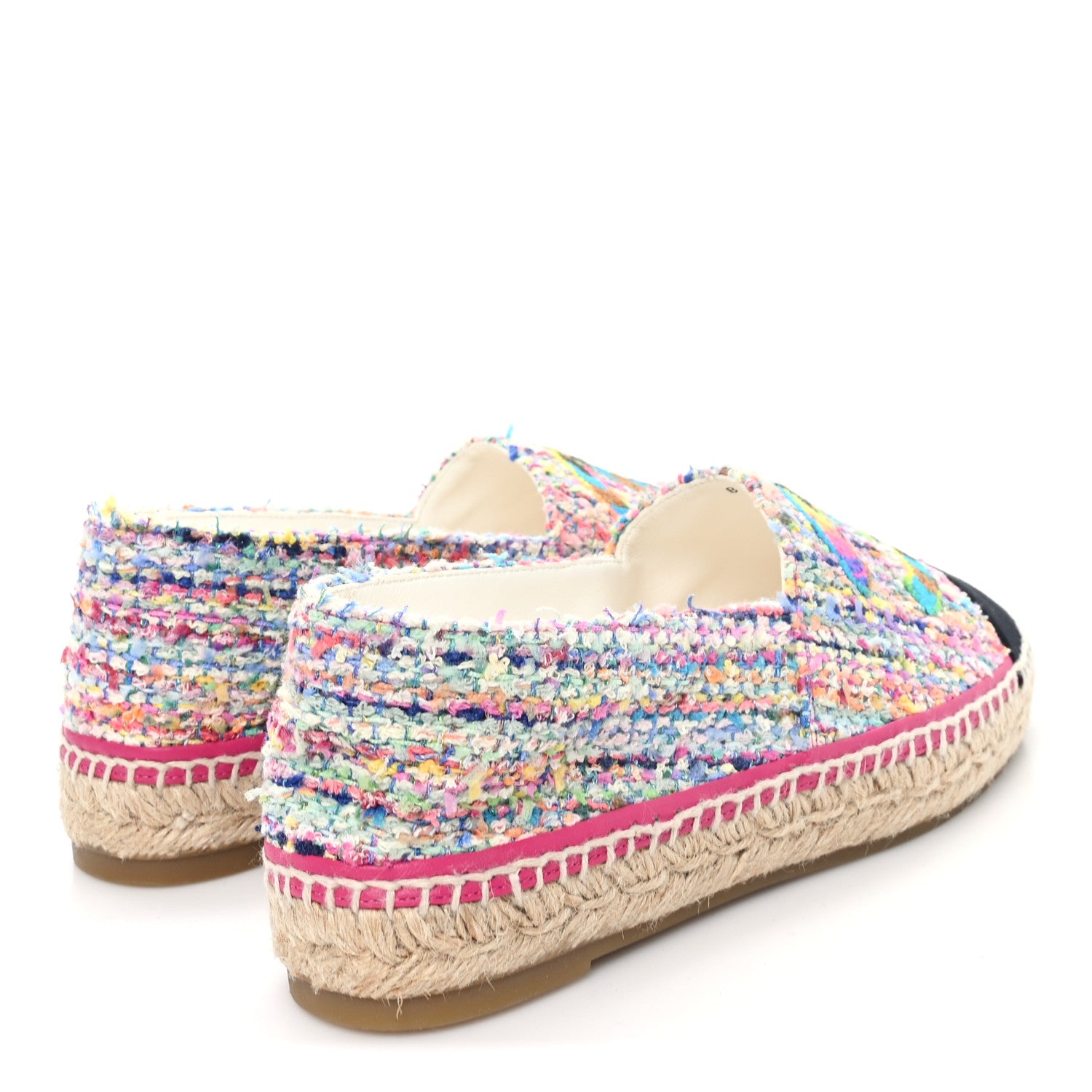 Chanel Cotton Tweed Grosgrain CC Espadrilles 41 Multicolor Black 5 of 10