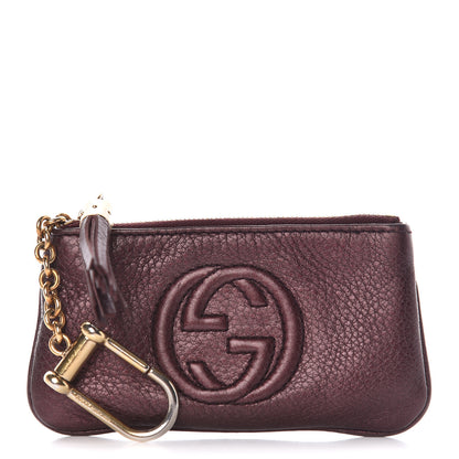 Gucci Metallic Pebbled Calfskin Soho Key Case Burgundy 1 of 9