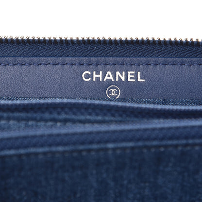 Chanel Denim Quilted Medium Zip Wallet Blue 7 of 11
