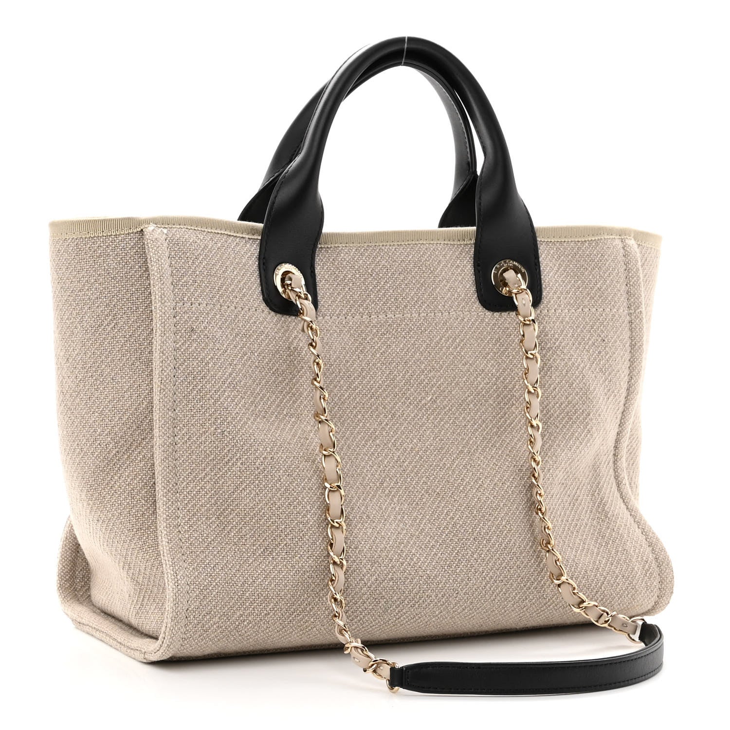 Chanel Mixed Fibers Small Deauville Tote Beige Black 4 of 11