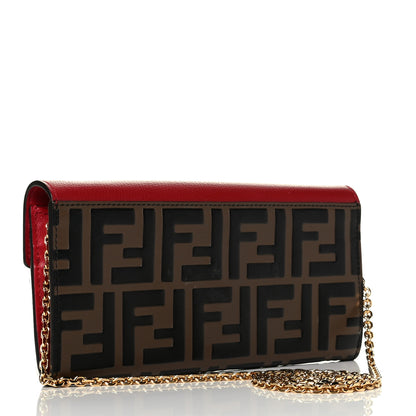 Fendi Vitello Cruise F is Fendi Bi-Color FF 1974 Embossed Continental Envelope Wallet On Chain Maya Black Fragola 2 of 6