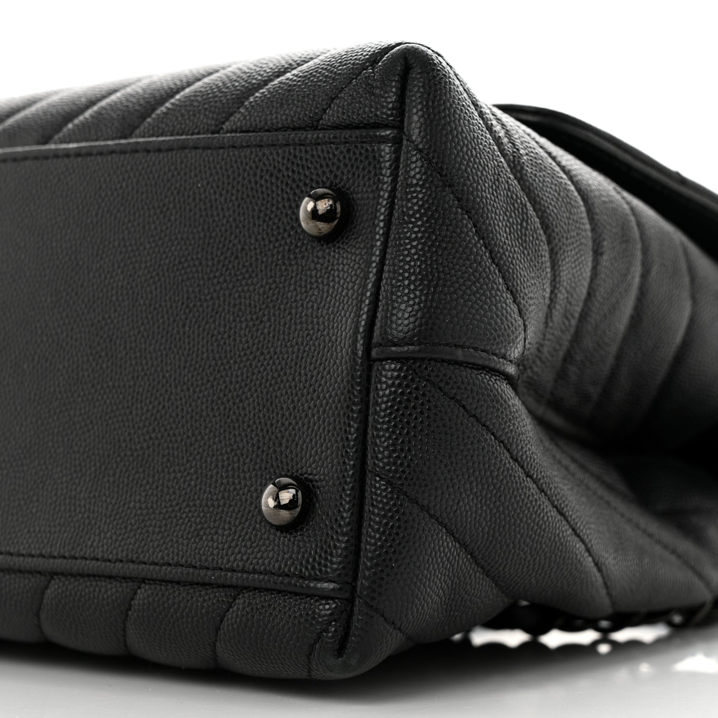 Caviar Chevron Quilted Small Coco Handle Flap So Black