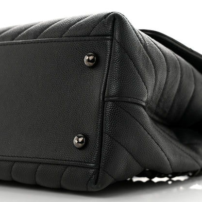Chanel Caviar Chevron Quilted Small Coco Handle Flap So Black 10 of 12