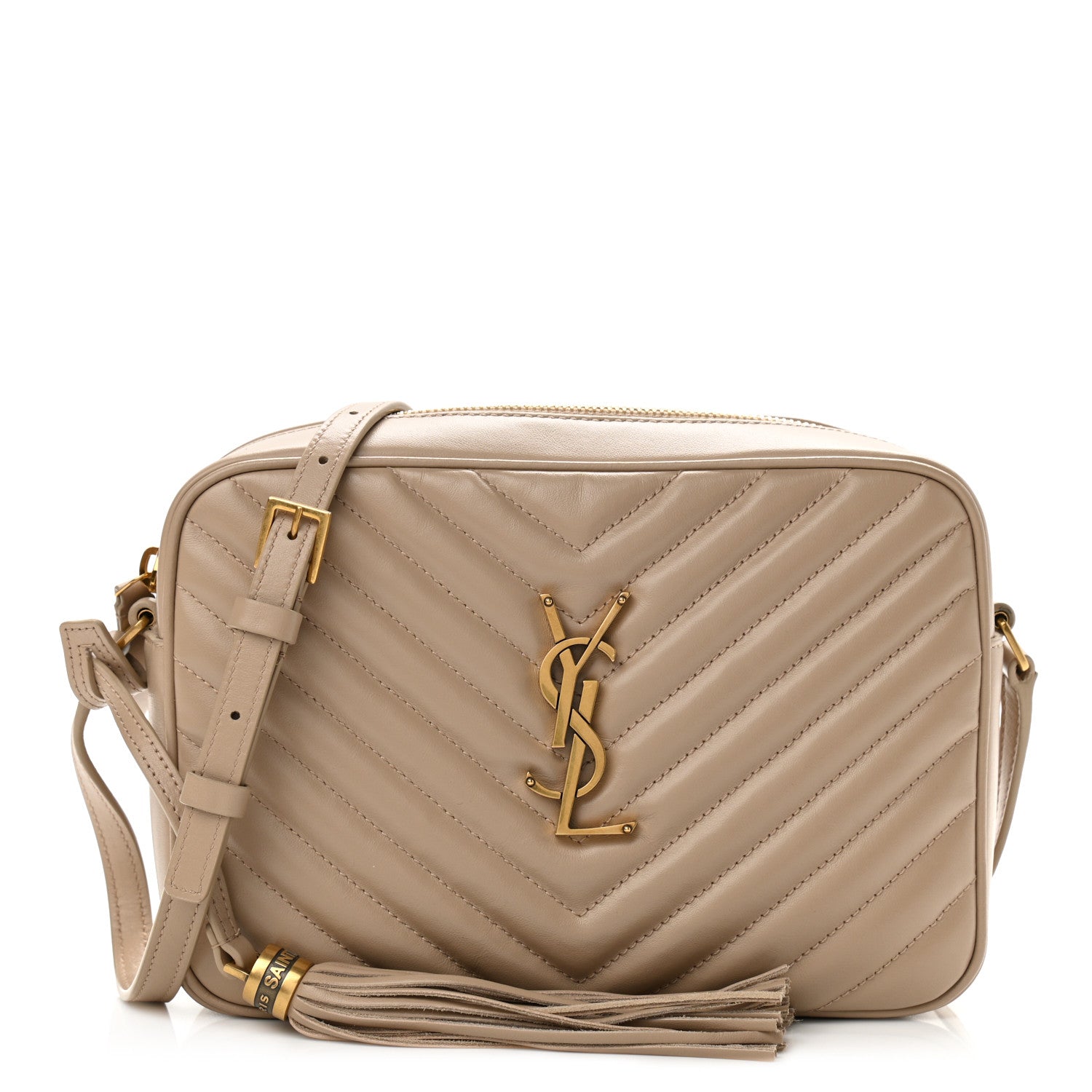 Saint Laurent Calfskin Matelasse Monogram Lou Camera Bag Dark Beige 1 of 11