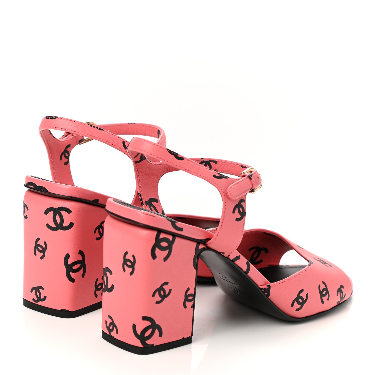 Chanel Printed Lambskin CC Sandals 40 Pink Black 4 of 10