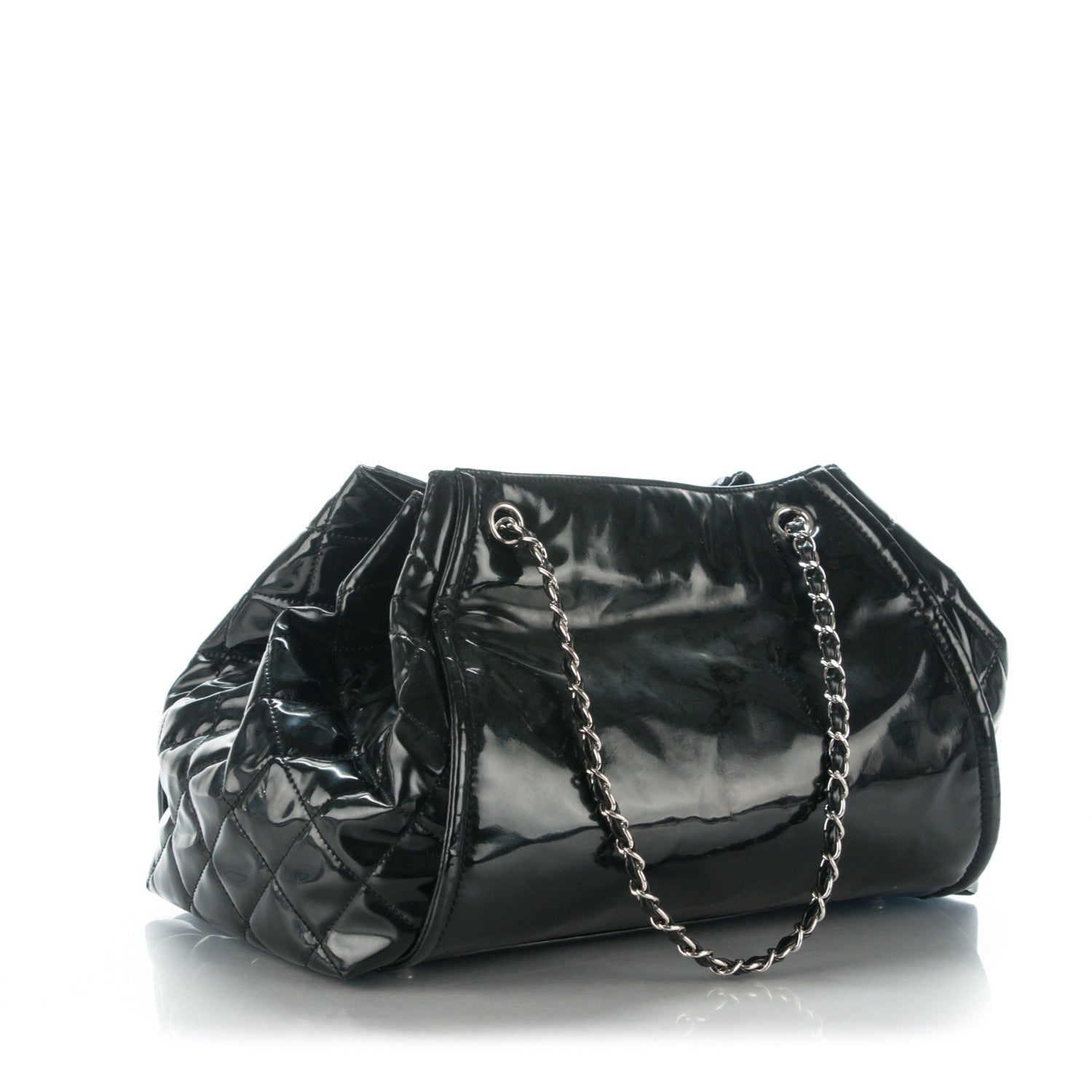 Chanel Vinyl Large Lipstick Ligne Accordion Tote Black 3 of 9