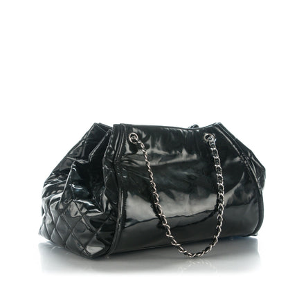 Chanel Vinyl Large Lipstick Ligne Accordion Tote Black 3 of 9