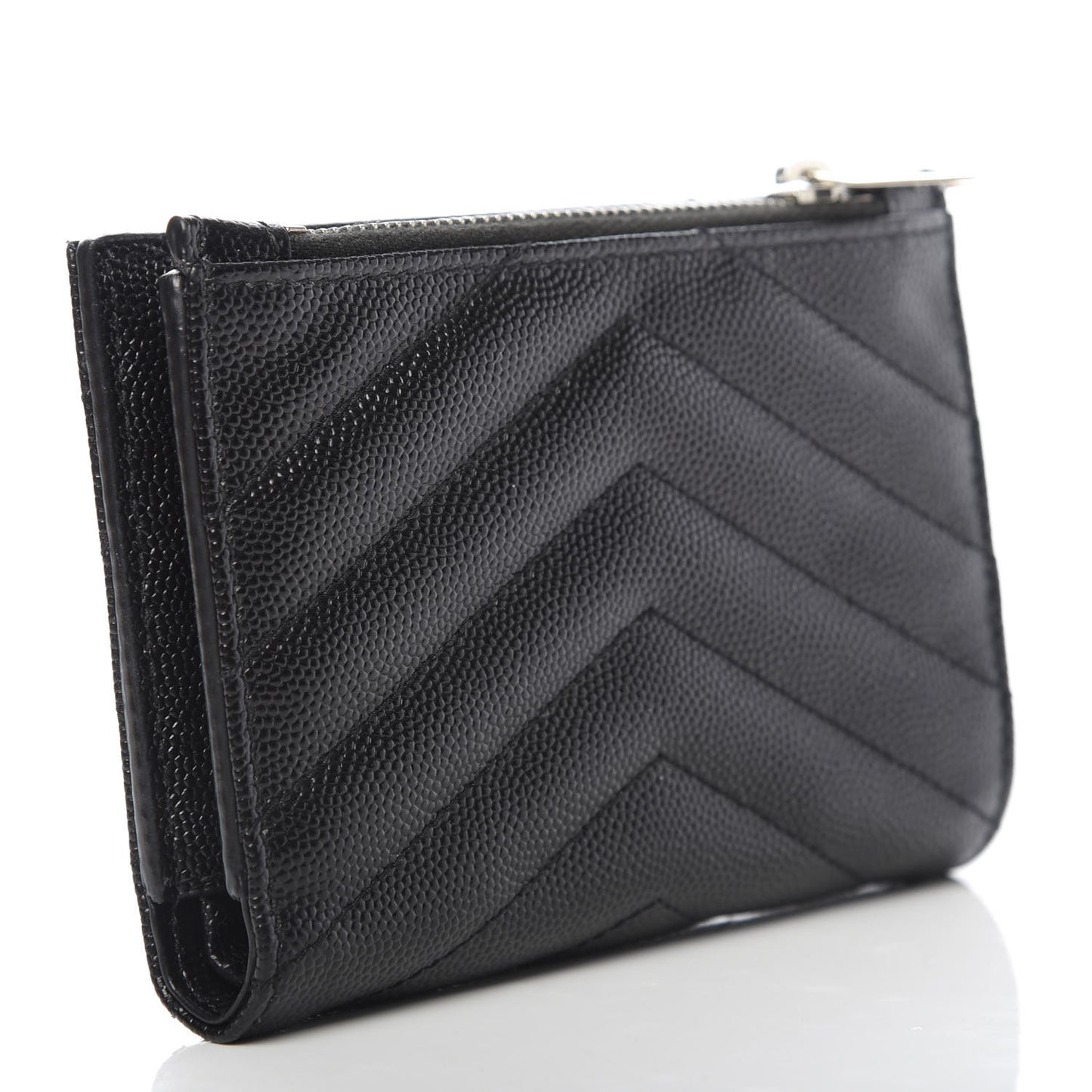Grain De Poudre Matelasse Chevron Monogram Zipped Two-Part Wallet Black