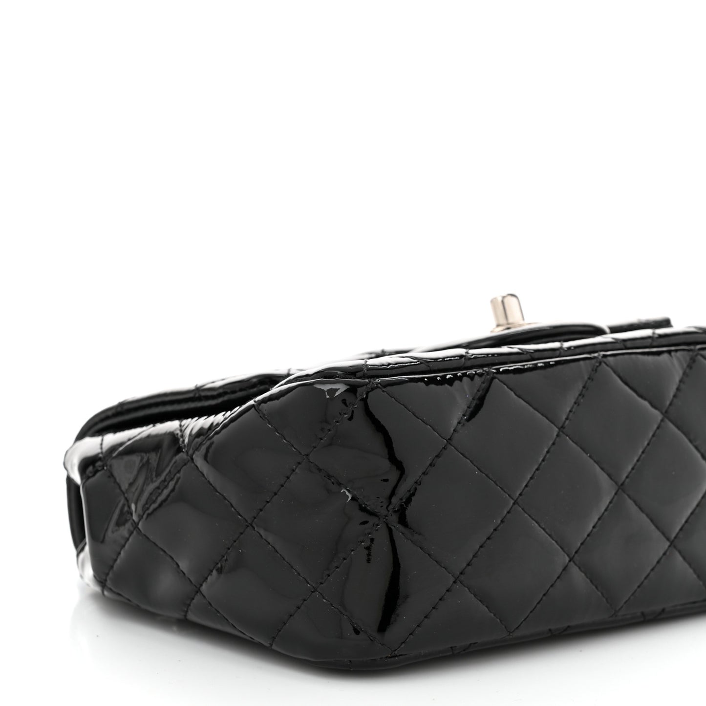 Patent Calfskin Quilted Mini Square Flap Black