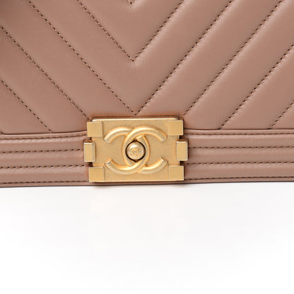 Chanel Lambskin Chevron Quilted Medium Boy Flap Beige 11 of 11