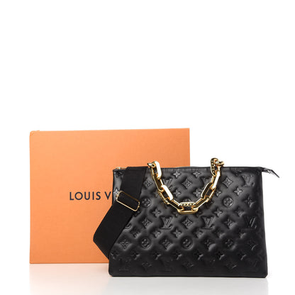 Louis Vuitton Lambskin Embossed Monogram Coussin MM Black 9 of 9