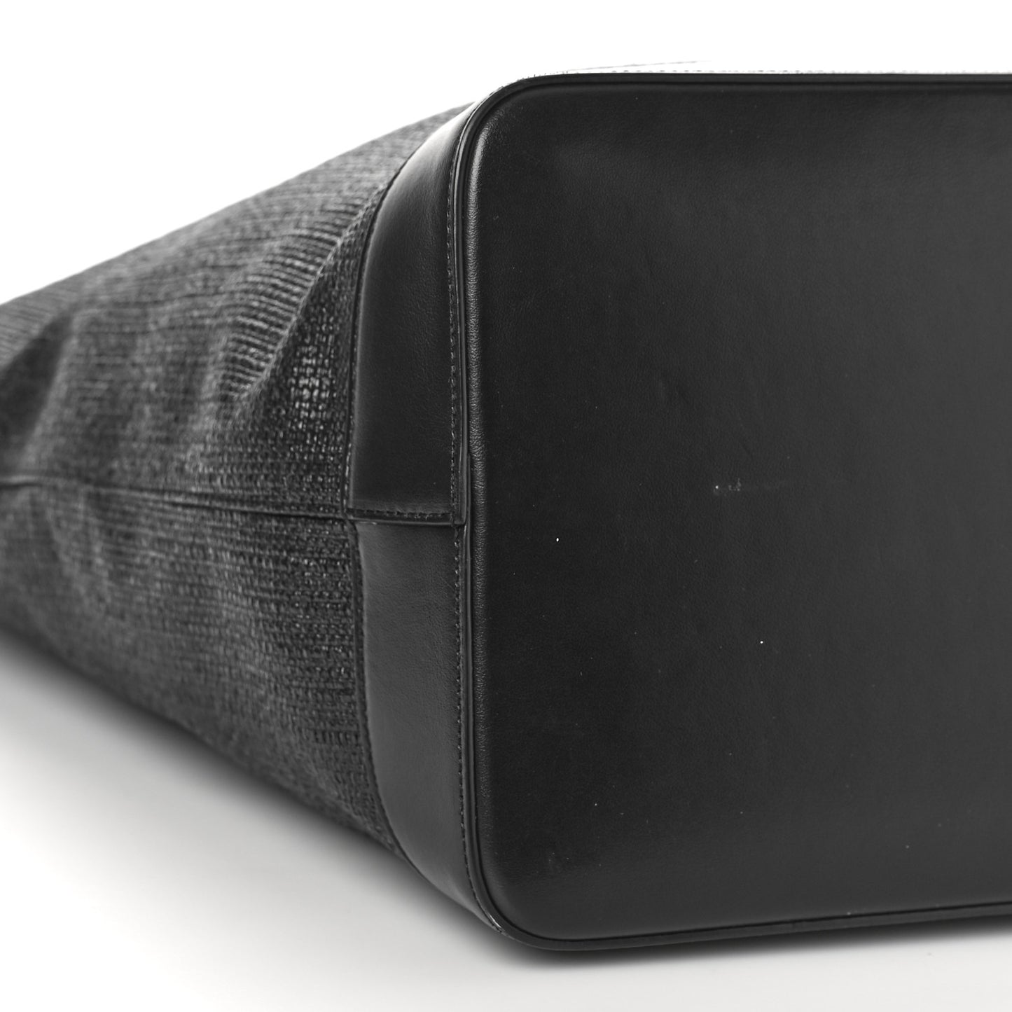 Linen Canvas Teddy Shopping Bag Black