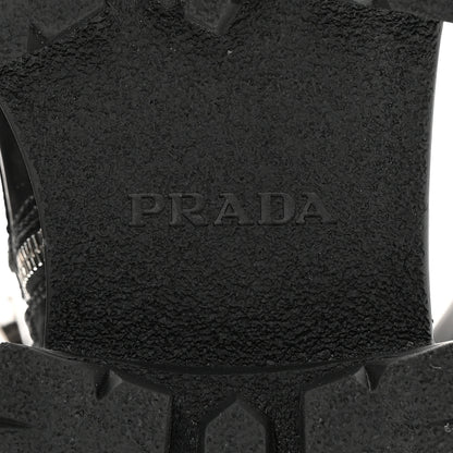 Prada Spazzolato Rois Re-Nylon Metal Triangle Logo Monolith Pouch Pocket 55mm Tall Combat Boots 39.5 Black 7 of 13