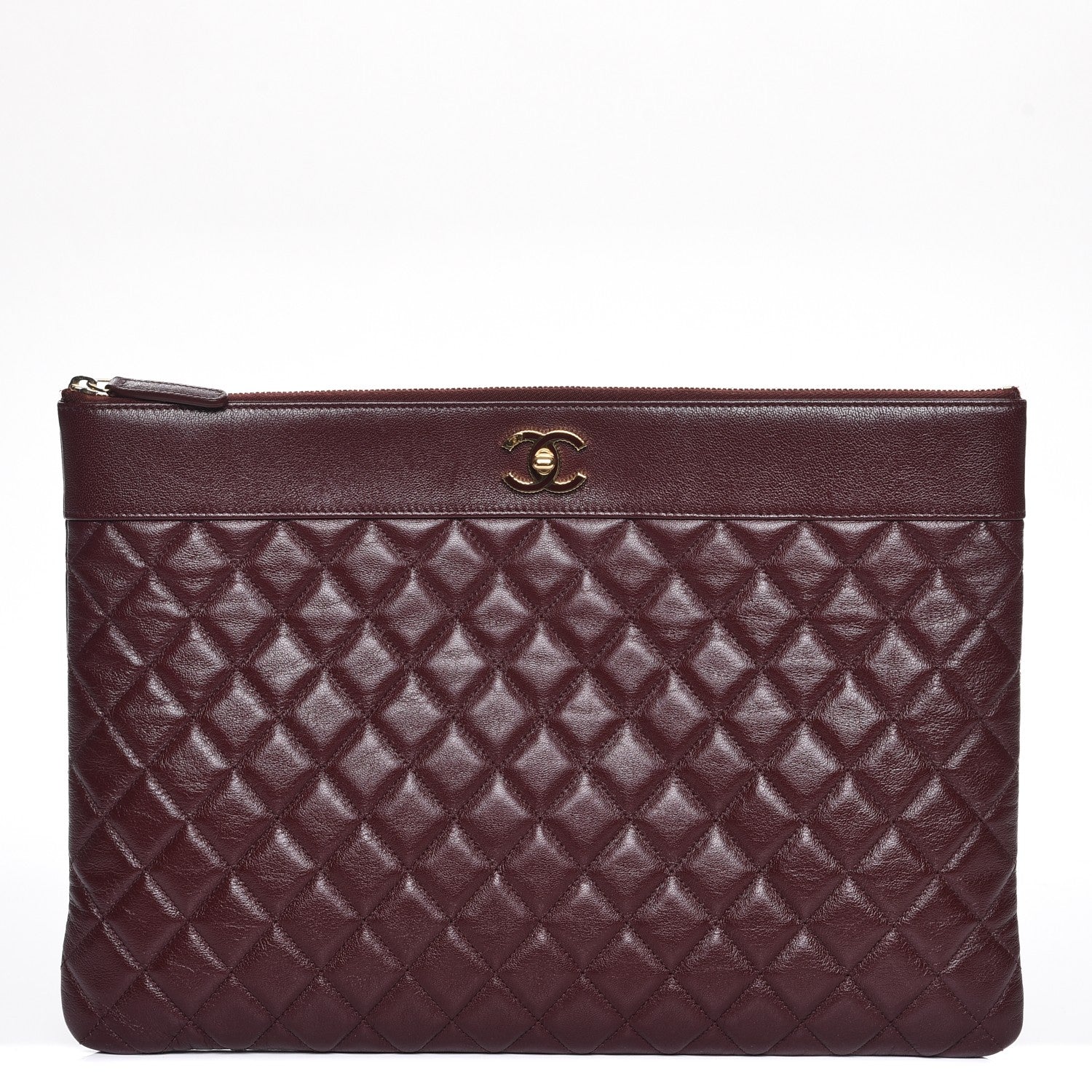 Chanel Sheepskin Quilted Large Cosmetic Case Burgundy 1 of 9