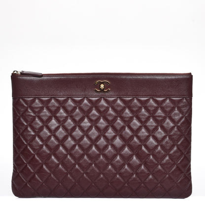 Chanel Sheepskin Quilted Large Cosmetic Case Burgundy 1 of 9