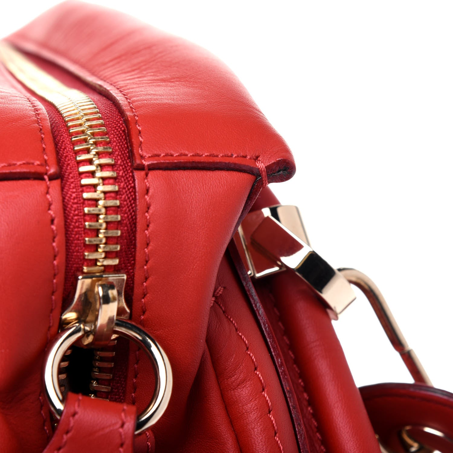 Chloe Calfskin Medium Paraty Metal Bar Trim Red 20 of 29